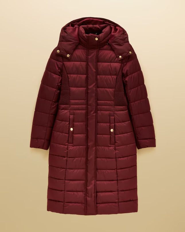 Joules Windborough Longline Padded Coat with Hood - Port