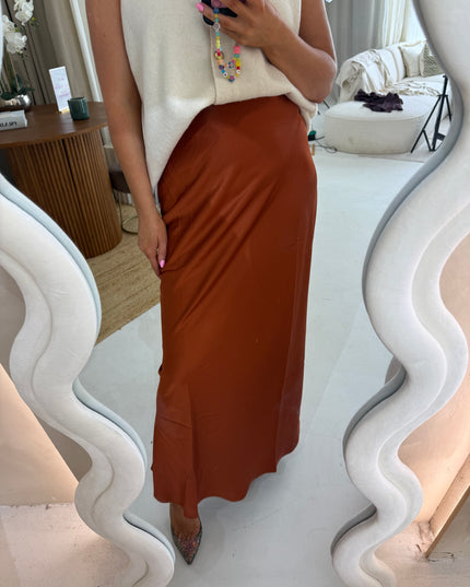 Midi Slip Skirt - Rust