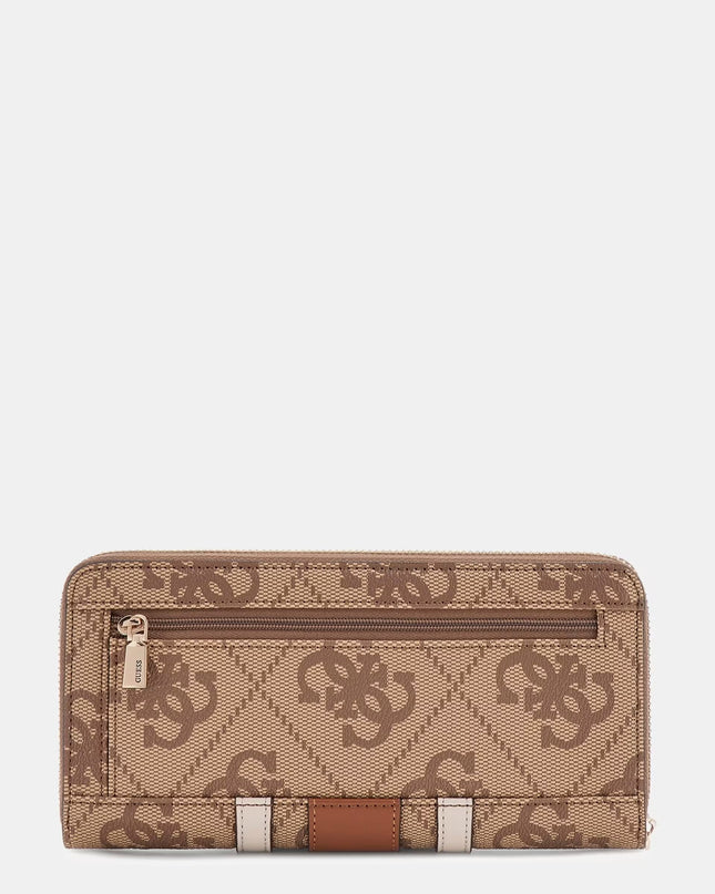 Guess Erenia Large Zip Around Purse - Latte Logo