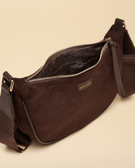 Suedette Moon Cross Body Bag - Chocolate Brown