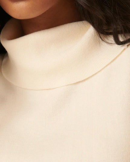 Ribbed Knitted Roll Neck Vest Top - White