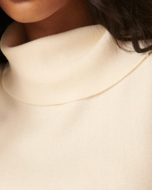 Ribbed Knitted Roll Neck Vest Top - White