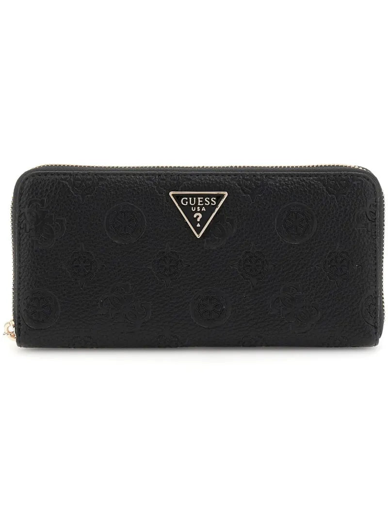 Guess Cresidia Embossed Large Zip Around Purse Black Spoilt Belle Boutique Online