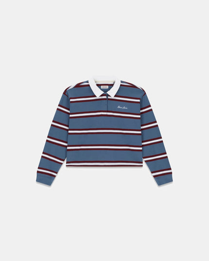 Guess Jeans Oversized Long Sleeve Polo Shirt - Blue/Burgundy
