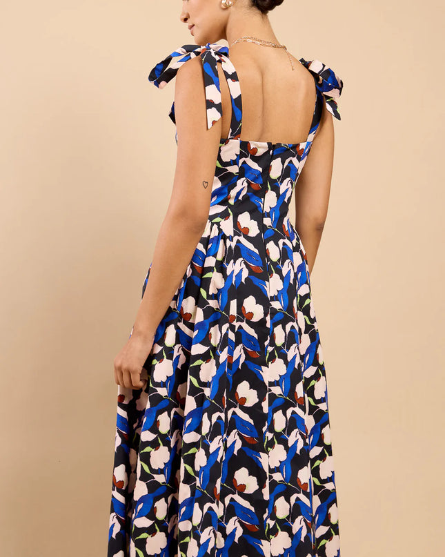 Caprielle Floral Print Tie Strap Midaxi Dress