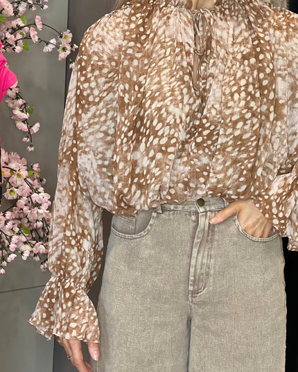 Cropped Blouse -Beige