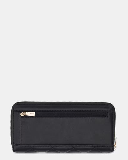 Guess Juliet Large Zip Around Purse - Black Quilted