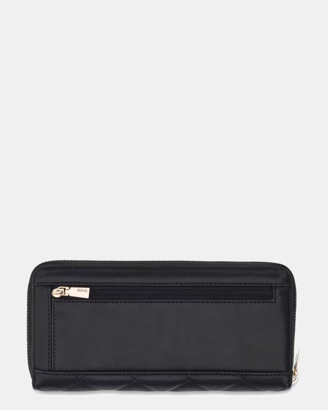 Guess Juliet Large Zip Around Purse - Black Quilted