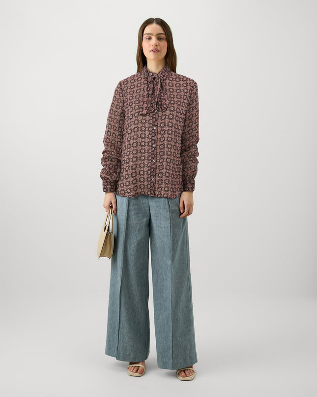Guess Oriane Bow Shirt - Burgandy