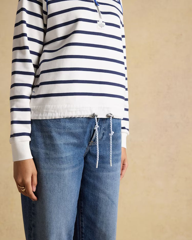 Salcombe Striped Quarter Zip Sweatshirt - Cream & Navy