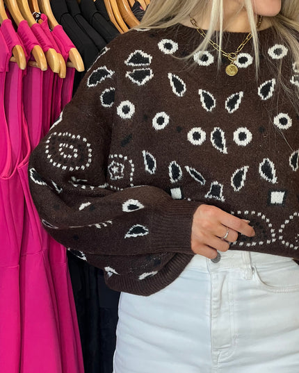 Abstract Knit Jumper - Brown