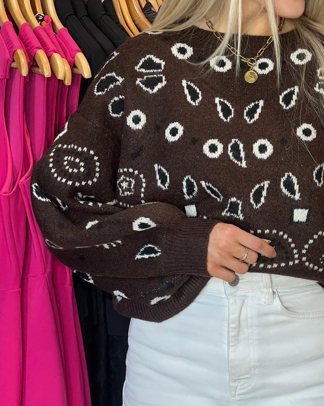 Abstract Knit Jumper - Brown
