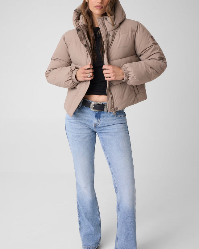 Guess Jeans Cropped Puffer Coat - Beige