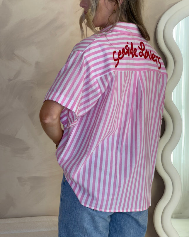 Stripe Seaside Lovers Shirt - Pink