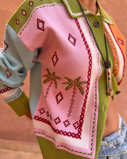 Geometric Palm Cardigan