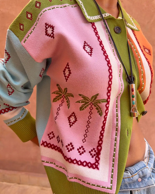 Geometric Palm Cardigan