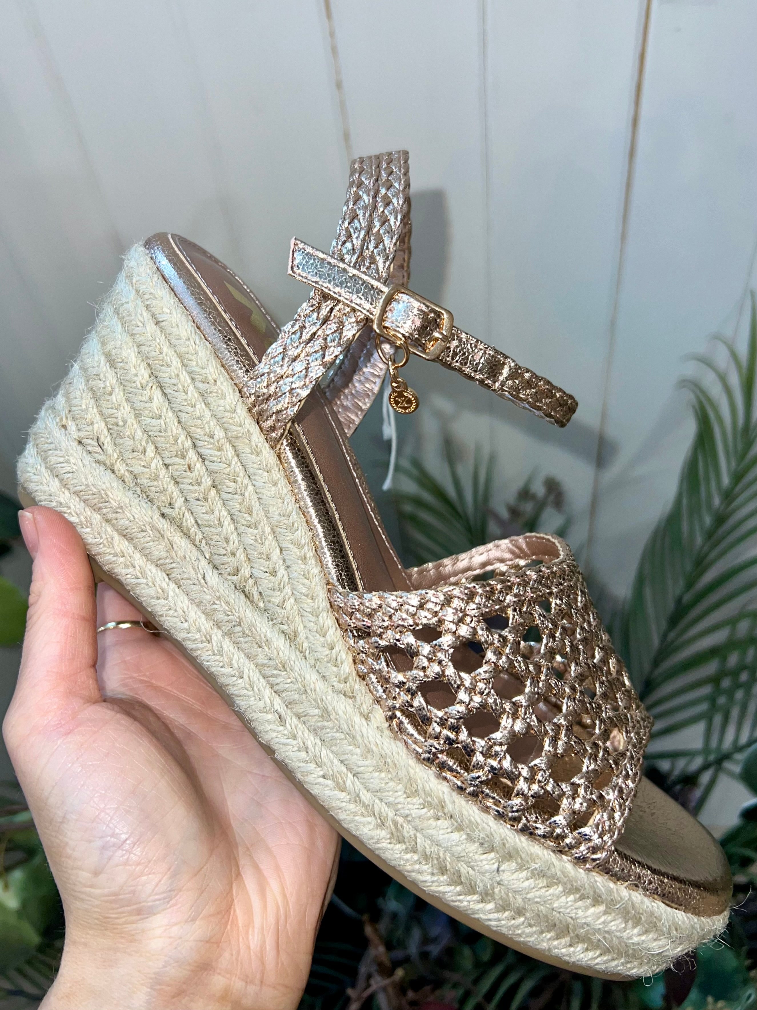 rose gold wedge sandals uk