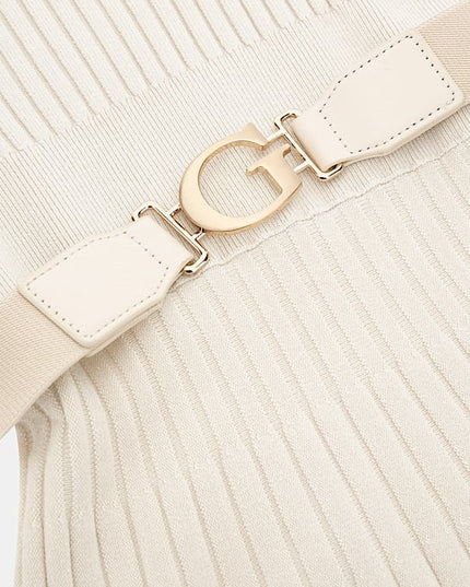 Guess Paige Pleated Mini Sweater Dress - Cream