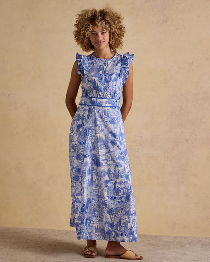 Samantha Woven Maxi Dress -  Blue/White