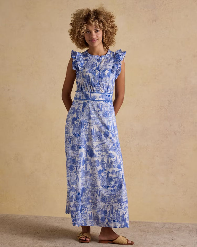 Samantha Woven Maxi Dress -  Blue/White