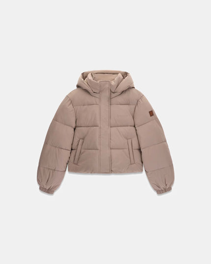 Guess Jeans Cropped Puffer Coat - Beige