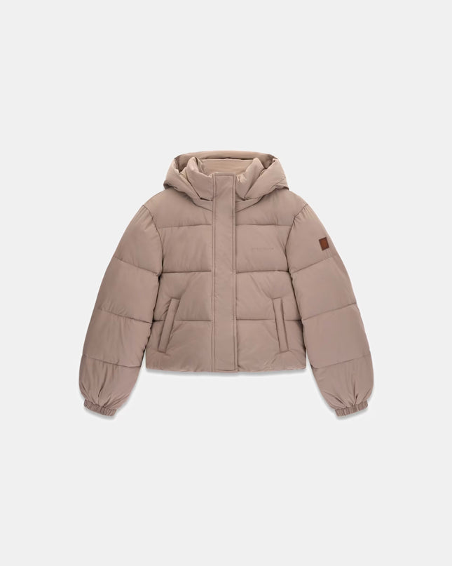 Guess Jeans Cropped Puffer Coat - Beige