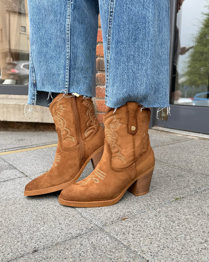 Western Suede Ankle Boot - Camel