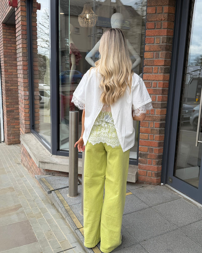 Lace Back Insert T-Shirt - White