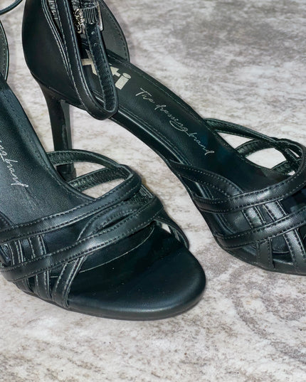 Black Peep Toe Heeled Sandals