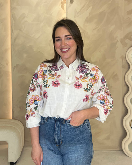 Embroidered Shirt - White/Multi