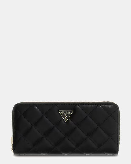 Guess Juliet Large Zip Around Purse - Black Quilted