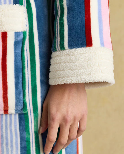 Matilda Fleece Lined Dressing Gown - Multi Stripe