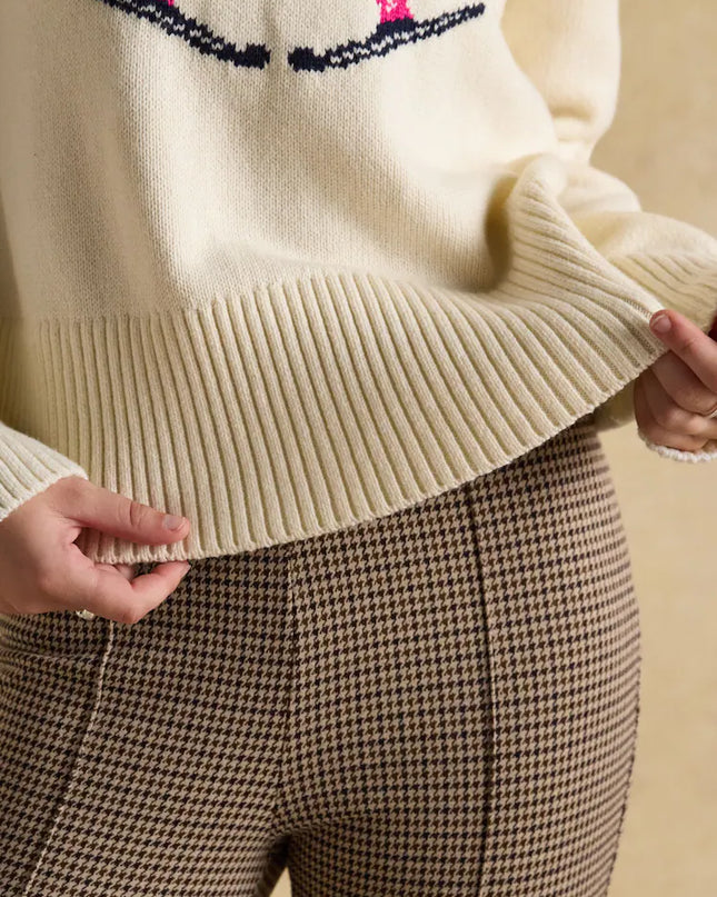 Abigail Intarsia High Neck Jumper - Cream