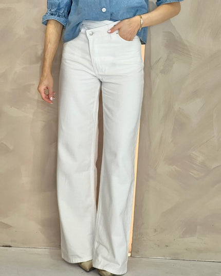 High Rise Asymmetric Jean - White