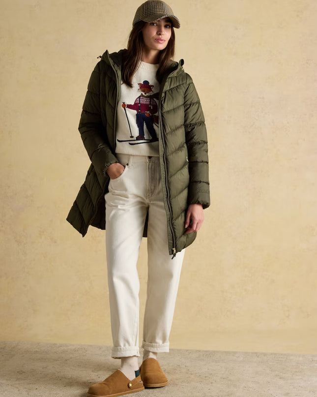 Moorsdale Khaki Green Mid Length Showerproof Padded Coat