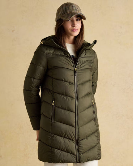 Moorsdale Khaki Green Mid Length Showerproof Padded Coat