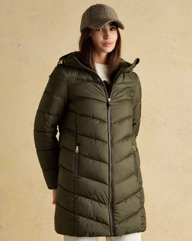Moorsdale Khaki Green Mid Length Showerproof Padded Coat