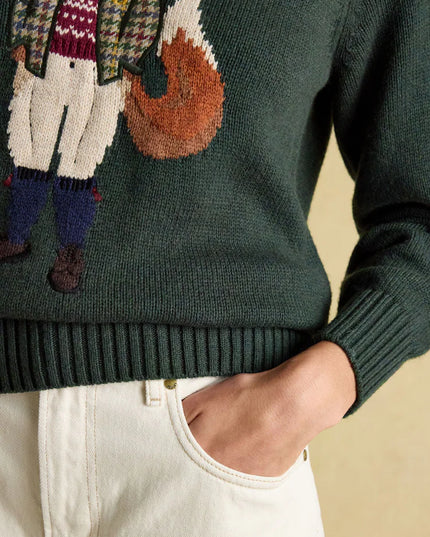Jonty Green Intarsia Crew Neck Jumper