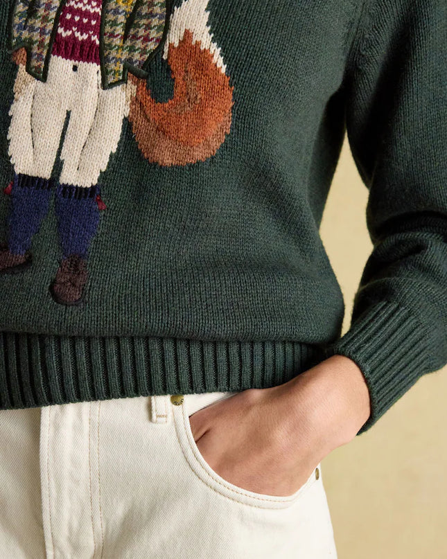 Jonty Green Intarsia Crew Neck Jumper