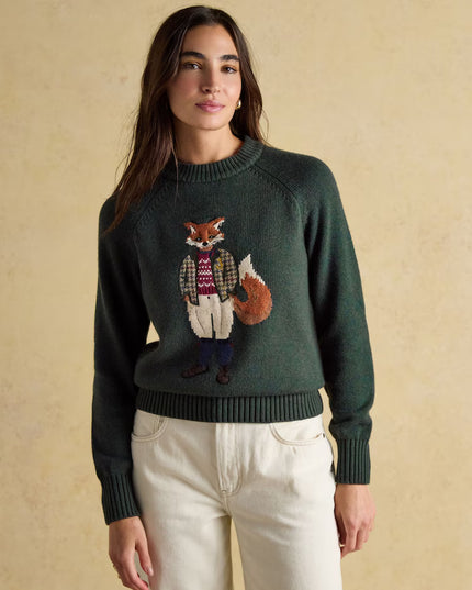 Jonty Green Intarsia Crew Neck Jumper
