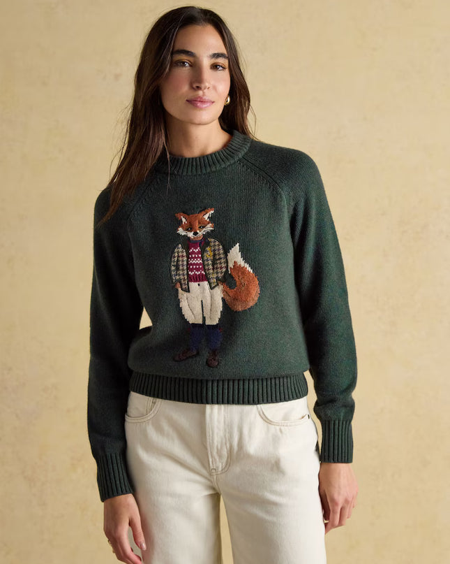 Jonty Green Intarsia Crew Neck Jumper