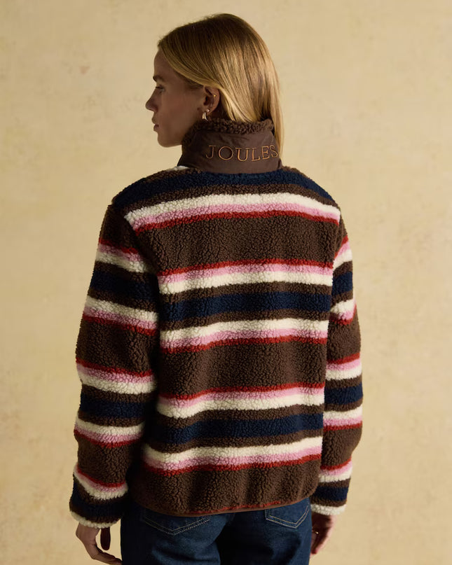 Lottie Chocolate Multi Stripe Borg Fleece