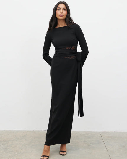 Ambrose Lace Cut Out Maxi Dress - Black