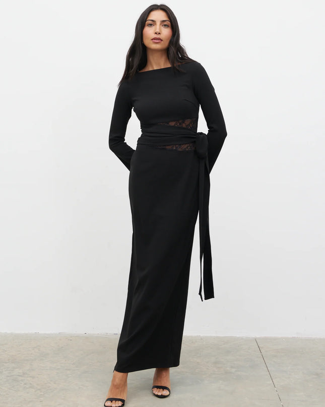Ambrose Lace Cut Out Maxi Dress - Black