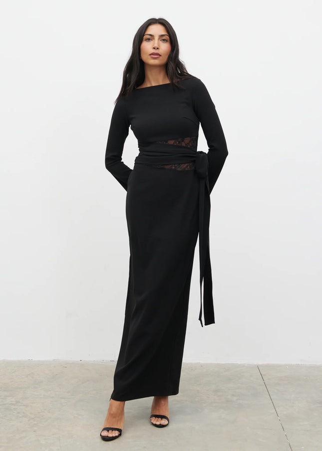 Ambrose Lace Cut Out Maxi Dress - Black