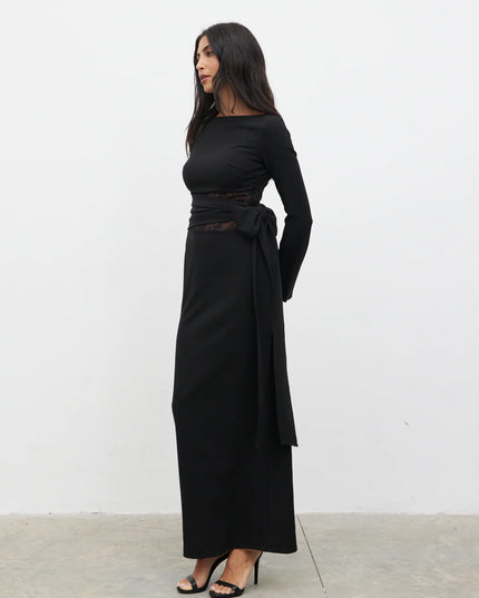 Ambrose Lace Cut Out Maxi Dress - Black