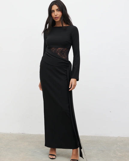 Ambrose Lace Cut Out Maxi Dress - Black