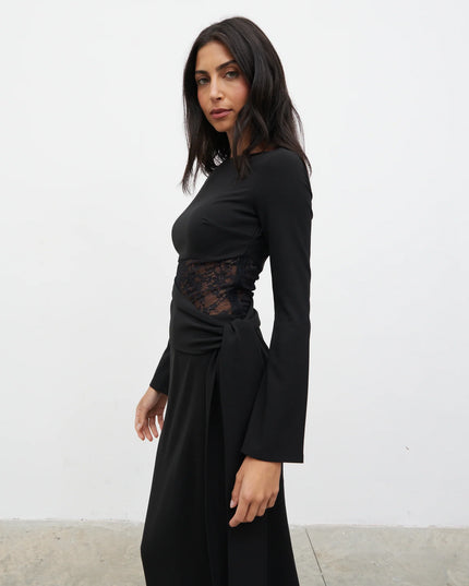 Ambrose Lace Cut Out Maxi Dress - Black