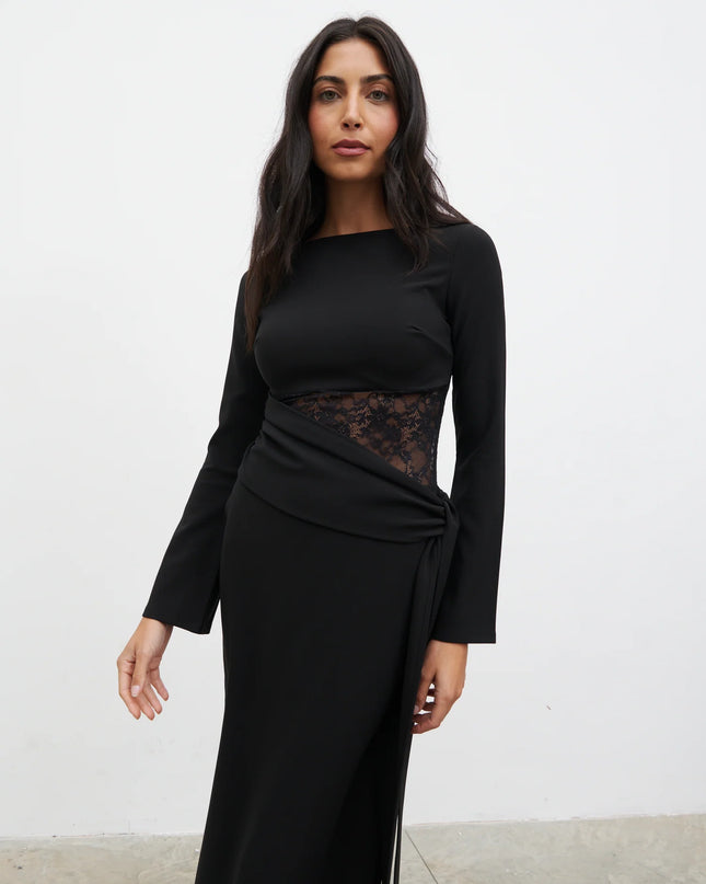 Ambrose Lace Cut Out Maxi Dress - Black