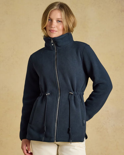 Longline Fleece Funnel Neck Full Zip Fleece Jacket - Navy